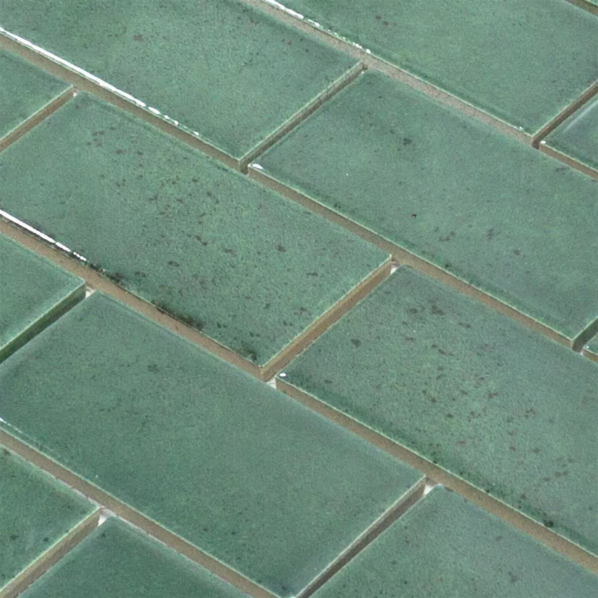 Muster von Keramik Mosaikfliesen Eldertown Brick Dunkelgrün