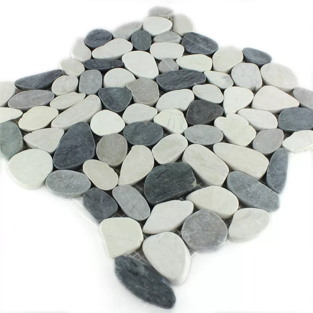 Mosaic Tiles River Pebbles Serrated Creme Anthracite