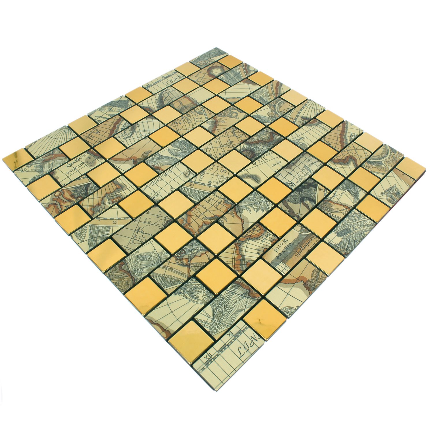 Mosaic Tiles Metal Self Adhesive Pinta  Gold Rectangle