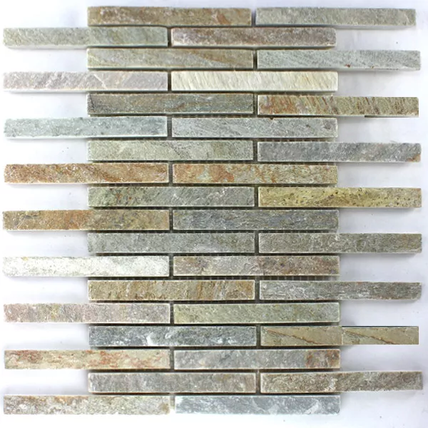 Mozaik Pločice Prirodni Kamen Kvarcit Bež Mix Sticks