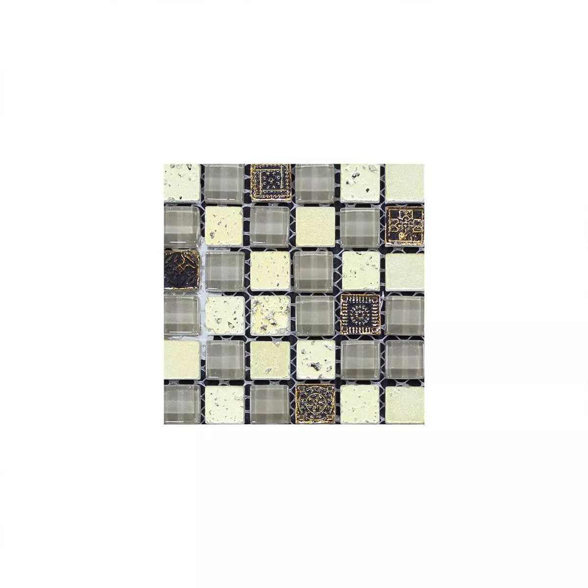 Próbka Szkło Marmur Mozaika Majestic Srebrny Brązowy