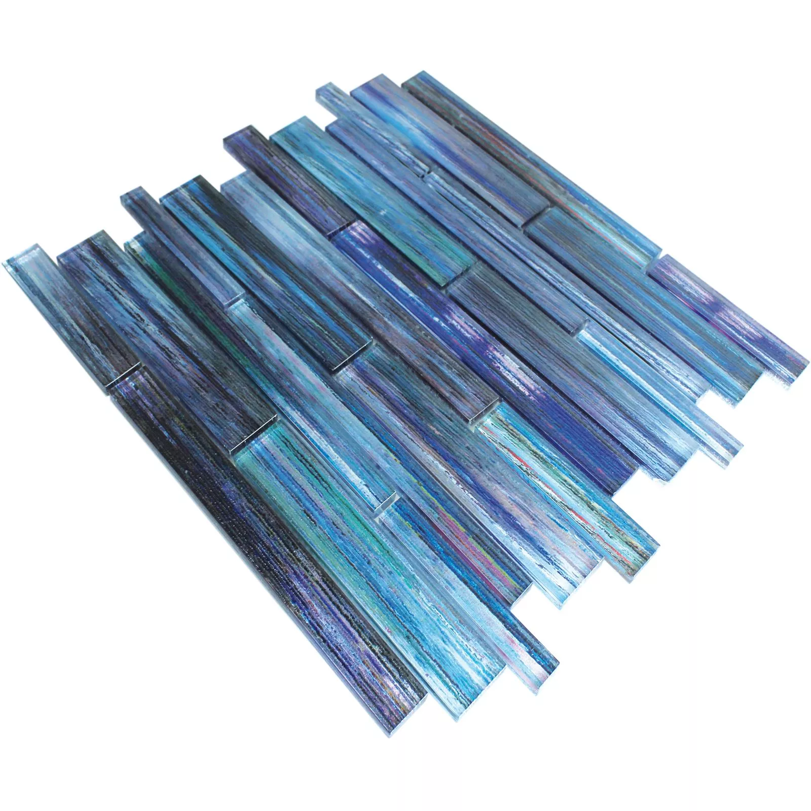 Mosaico De Vidro Azulejos Lemont Estruturada Azul Cinza