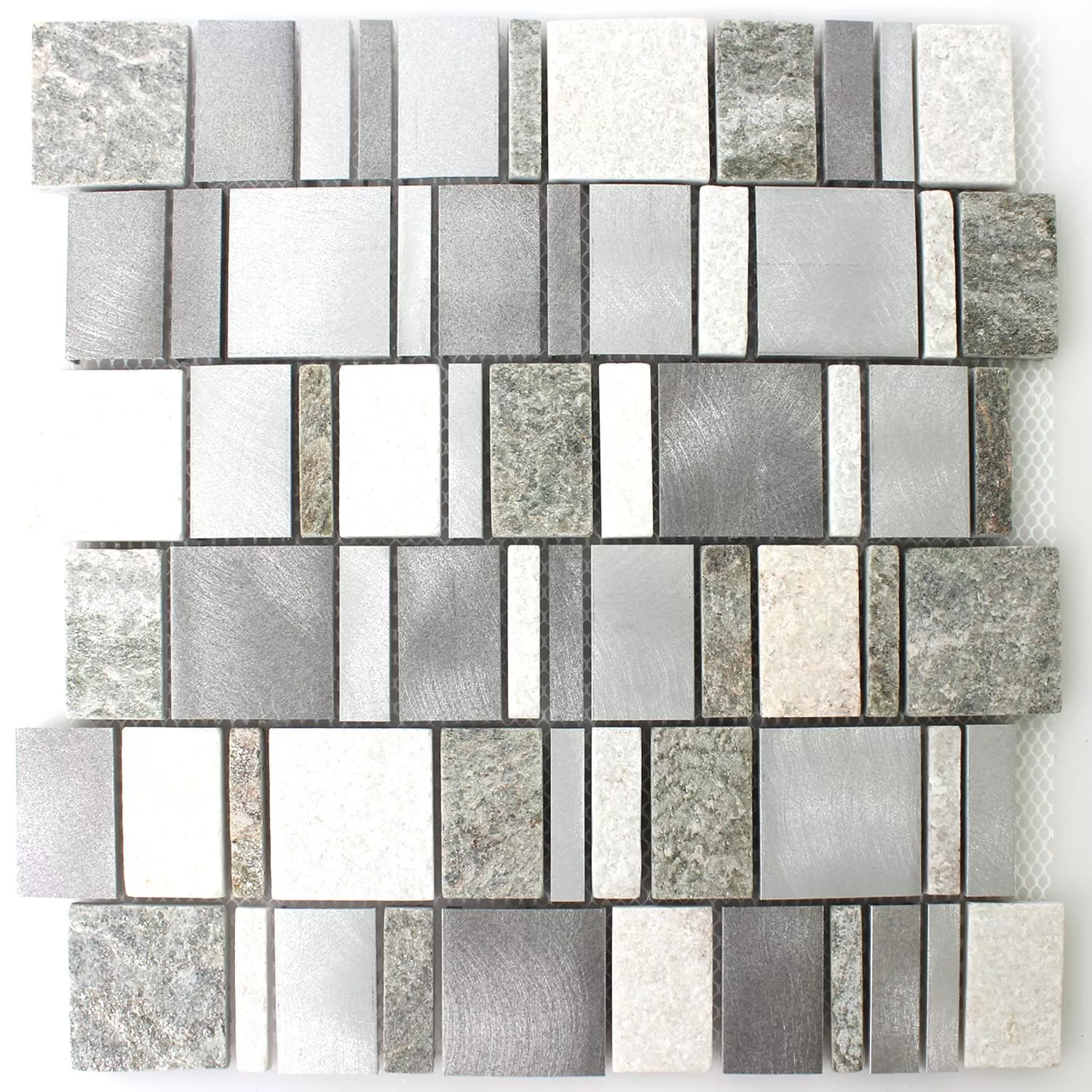 Padrão de Azulejo Mosaico Metal Pedra Natural Mix