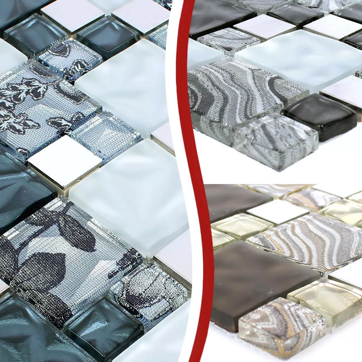 Sample Glas Metall Stainless Steel Mosaic Tiles Zadar