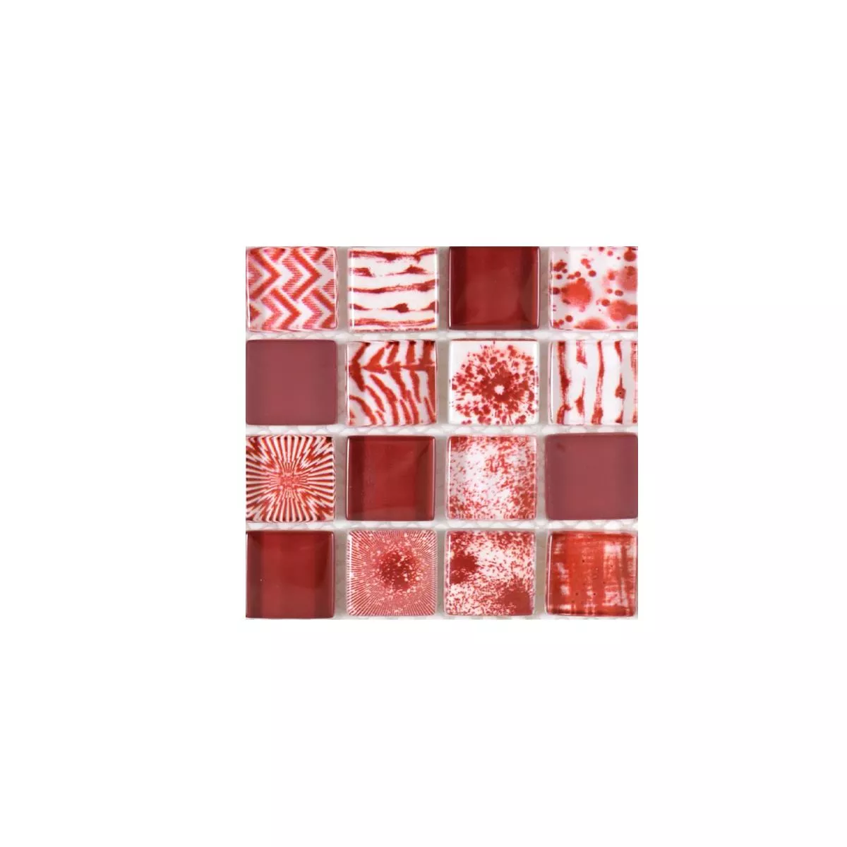 Sample Glass Mosaic Tiles Cornelia Retro Optic Red