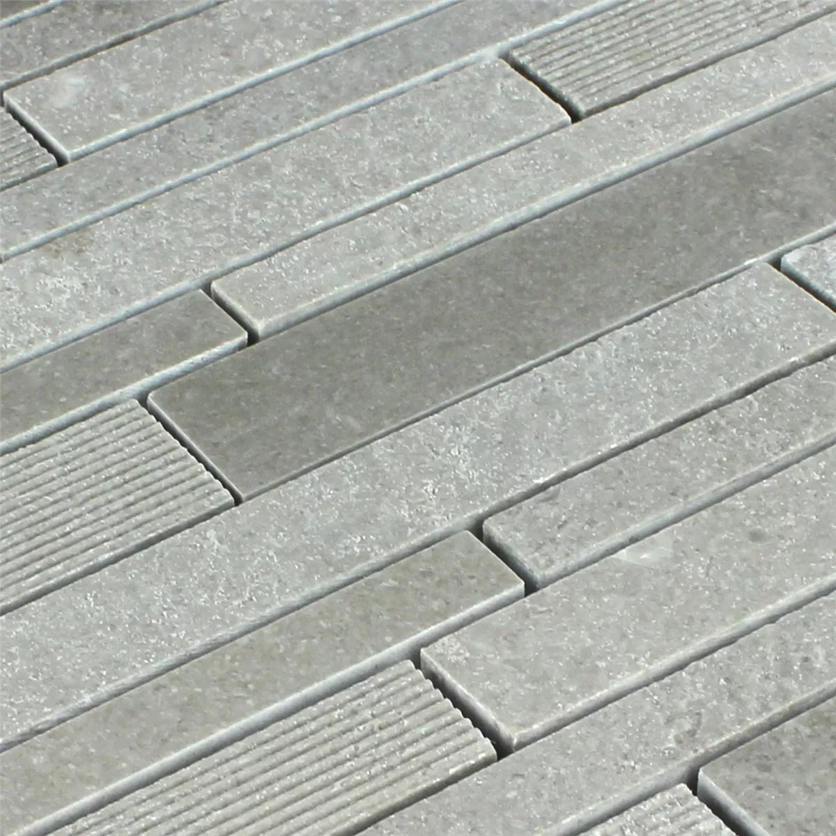 Mosaic Tiles Marble Sticks Milled Polished Grey
