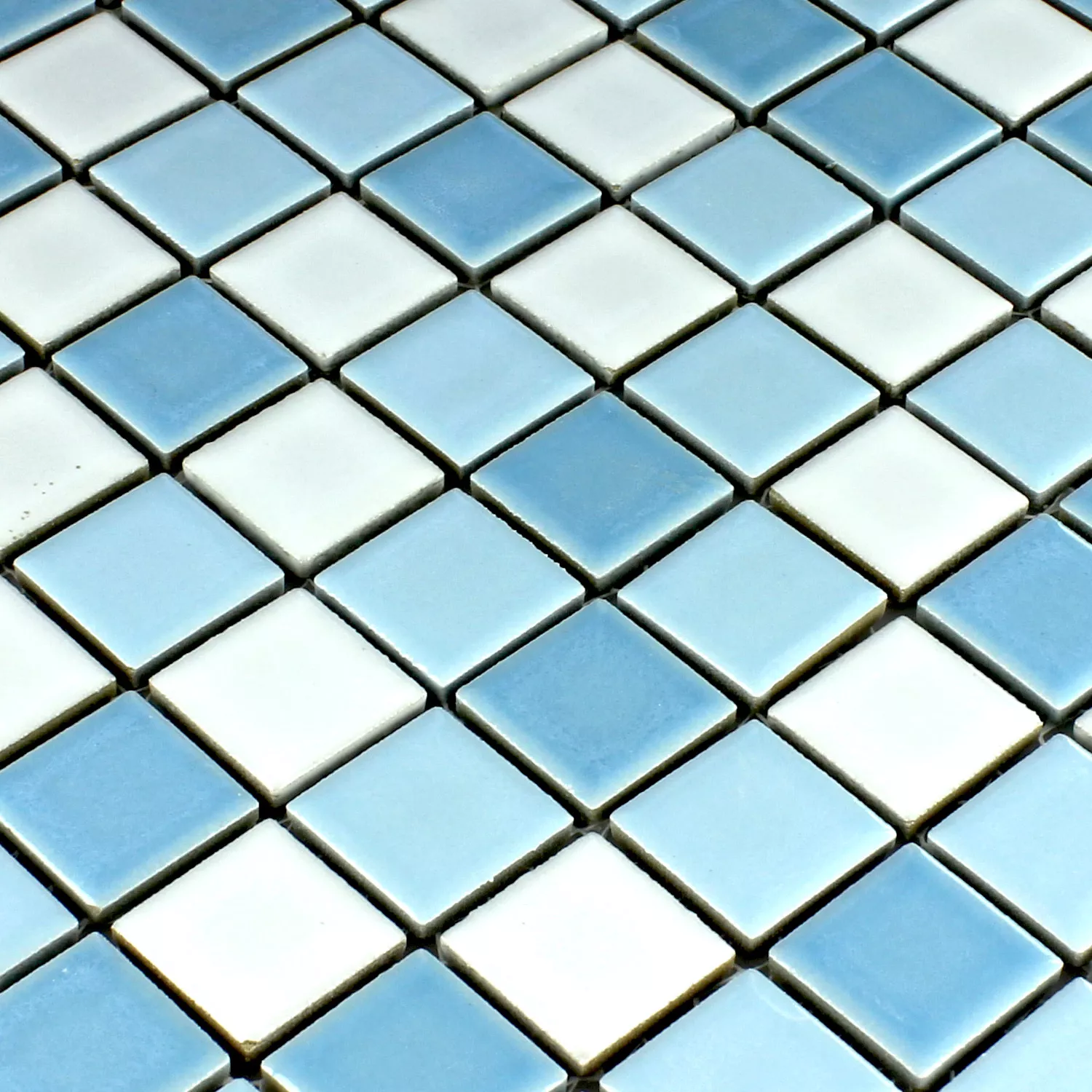 Azulejo Mosaico Cerâmica Bodaway Azul Branco 25x25x5mm