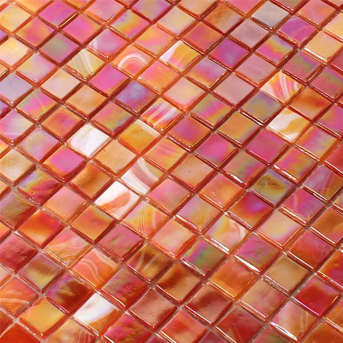 Glass Mosaikk Fliser Perlemor Effekt Rød Mix