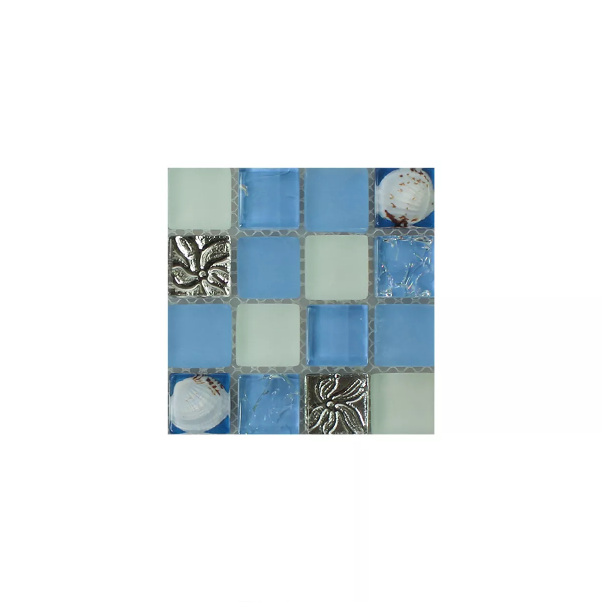 Mønster fra Glass Skall Mosaikkfliser Byron Blå Mix