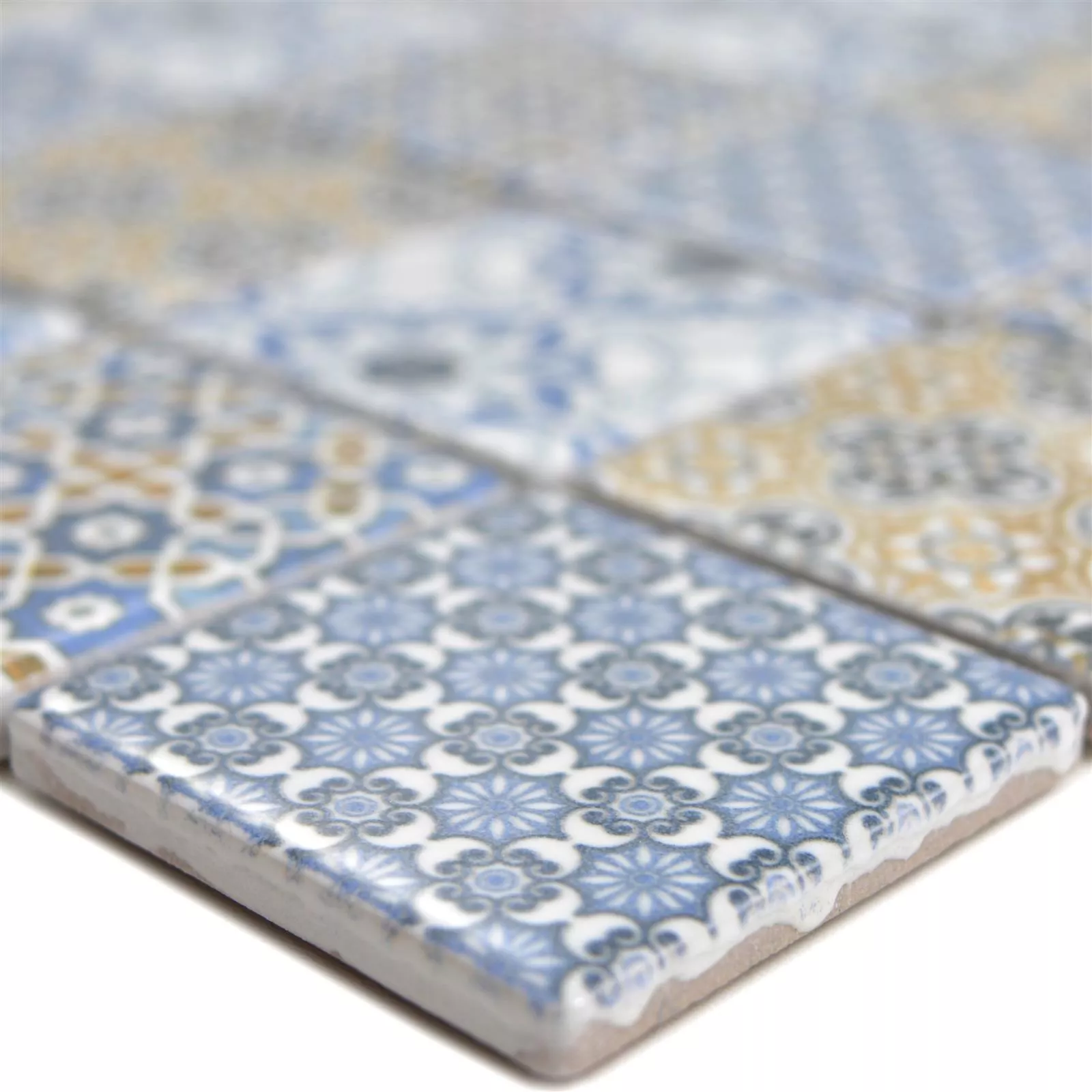 Ceramic Mosaic Tiles Daymion Retro Optic Blue Brown 47