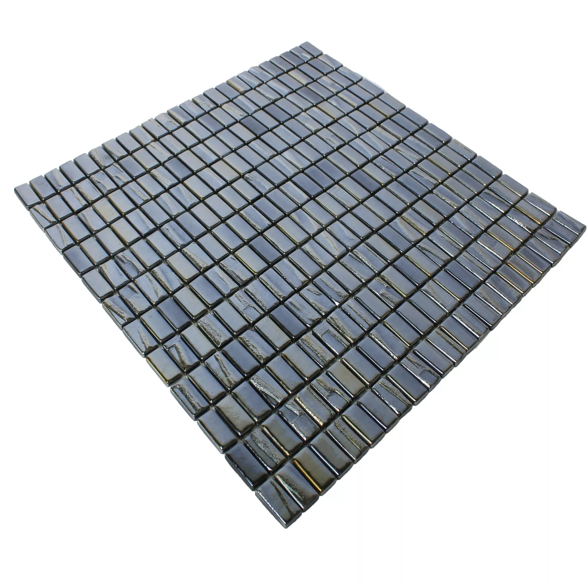Sample Glass Mosaic Tiles Presley Black Metallic Sticks