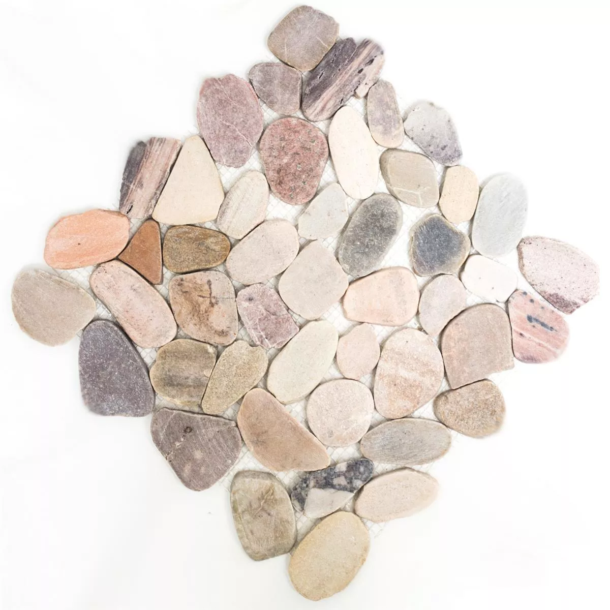 Flusskiesel Mosaik Naturstein Geschnitten Kos