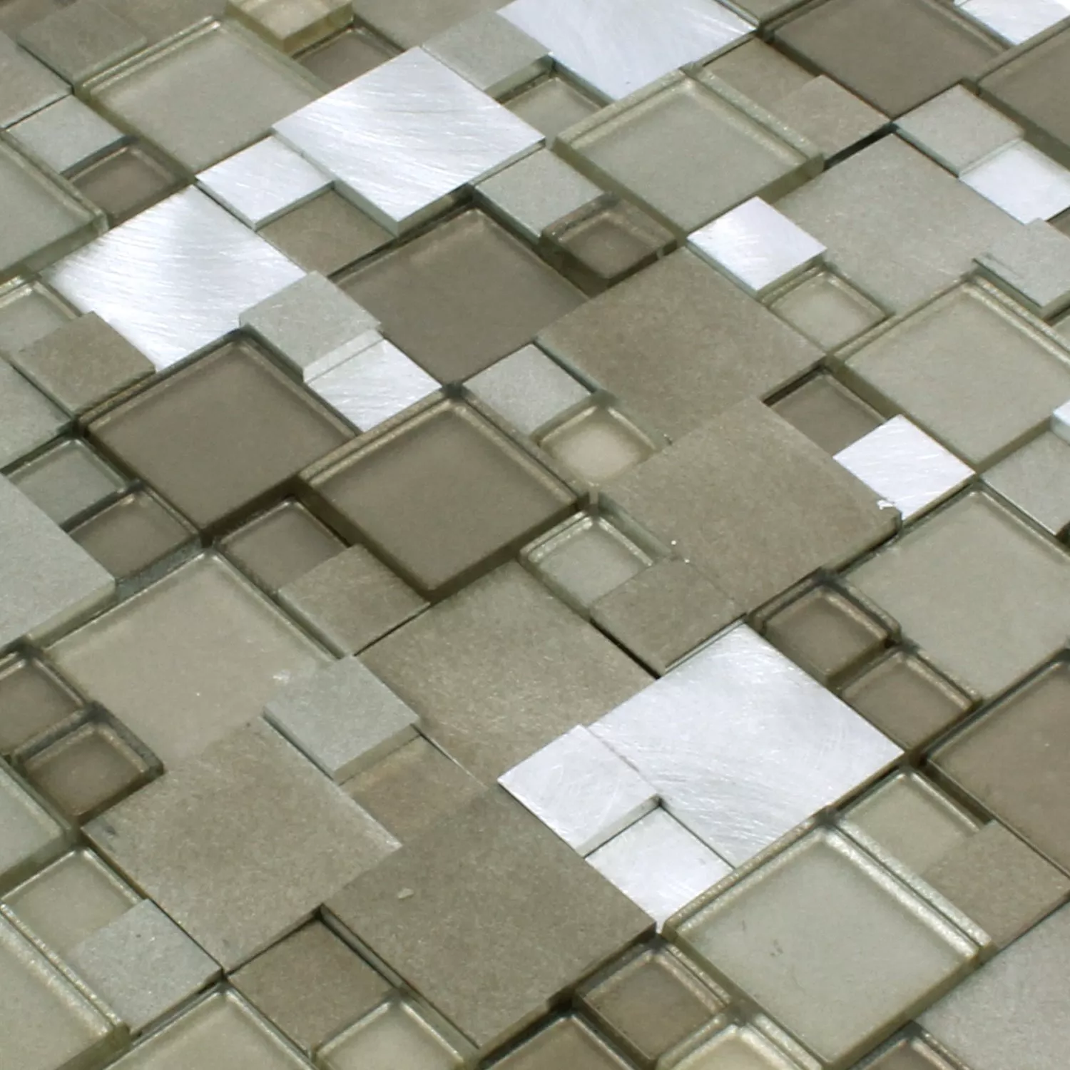 Azulejo Mosaico Vidro Alumínio Condor 3D Marrom Mix