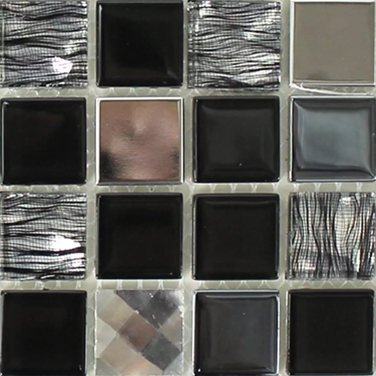 Mодел от Стъклена Чаша Неръждаема Cтомана Мозайка Amasya Cамозалепващ Черно Сребро