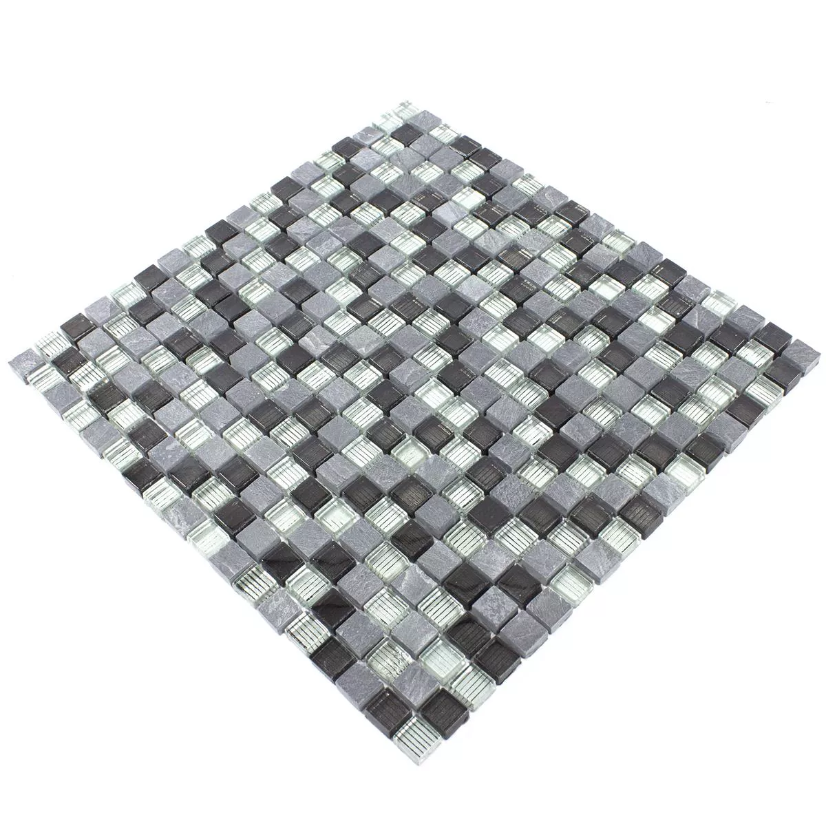 Πρότυπο από Ψηφιδωτά Πλακάκια Ποτήρι Φυσική Πέτρα Lincoln Γκρί Ασήμι