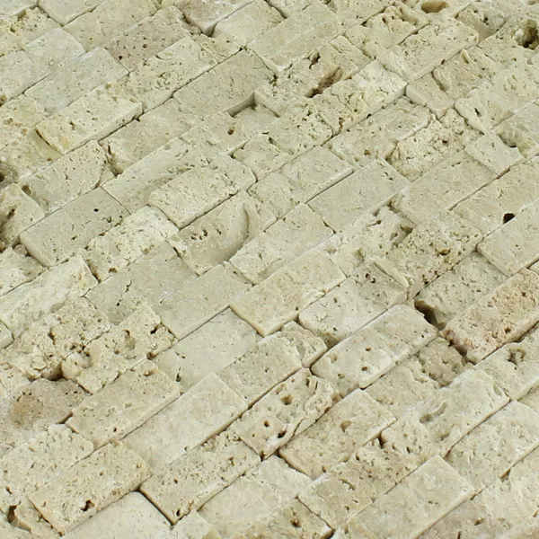 Ψηφιδωτά Πλακάκια Μάρμαρο Που Βλέπει Στον Τοίχο Brickstones Μπεζ