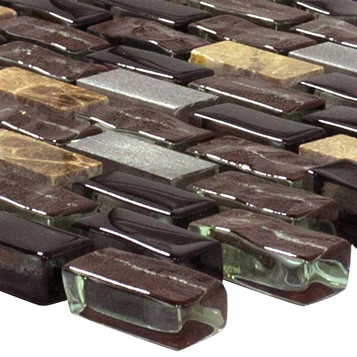 Glas Marmor Aluminium Mosaik Fliser Patterson Brun Mix Glas Marmor Aluminium Mosaik Fliser Patterson Brun Mix