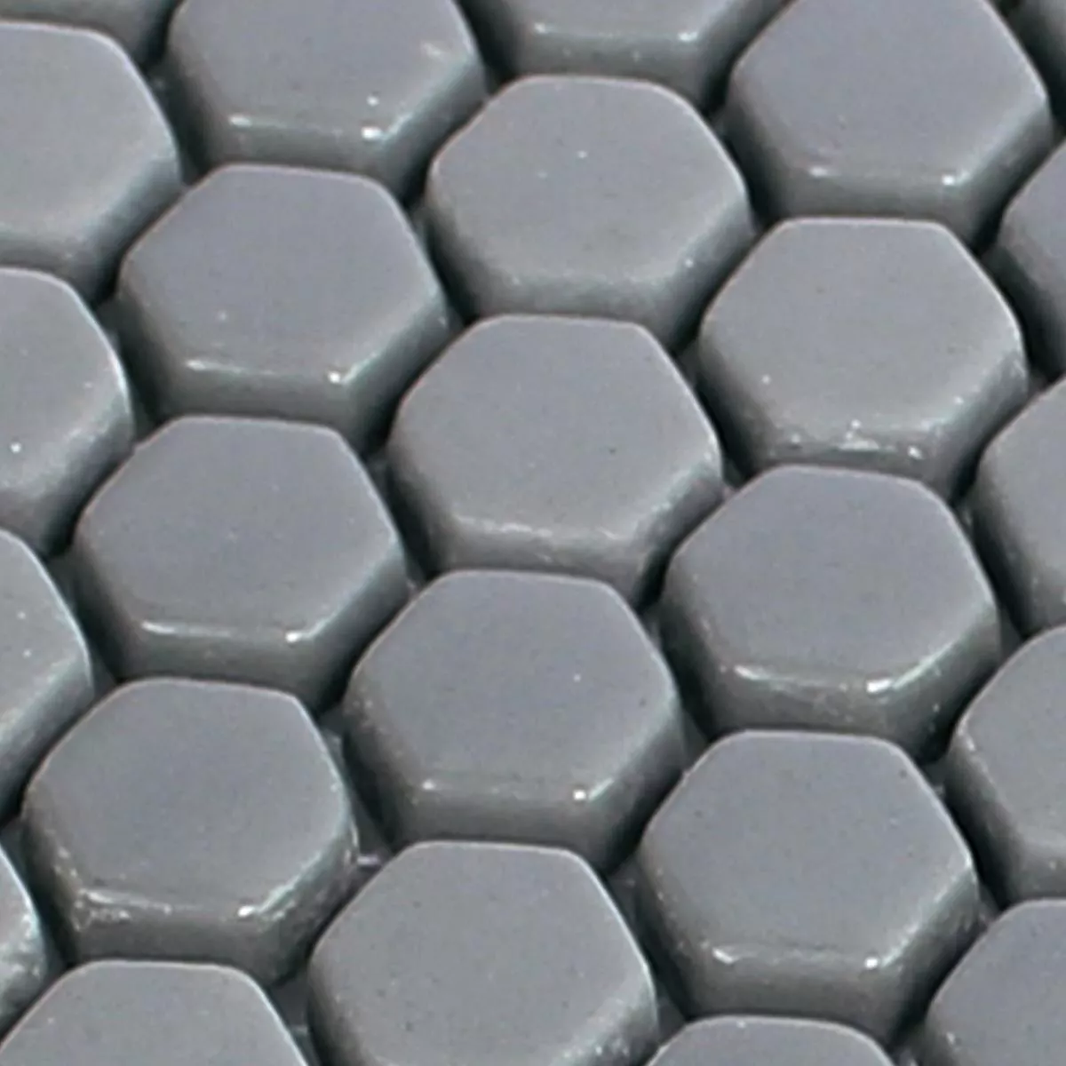 Sample Glass Mosaic Tiles Brockway Hexagon Eco Grey
