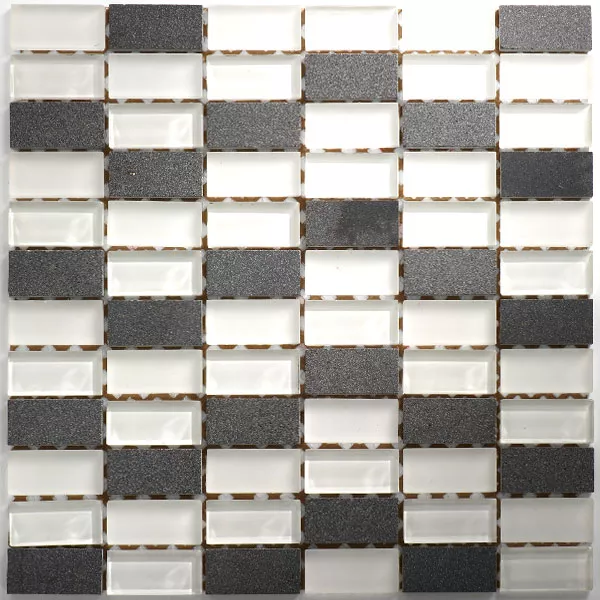 Vzorek Mozaikové Dlaždice Skleněný Mramor  Bílý Mix