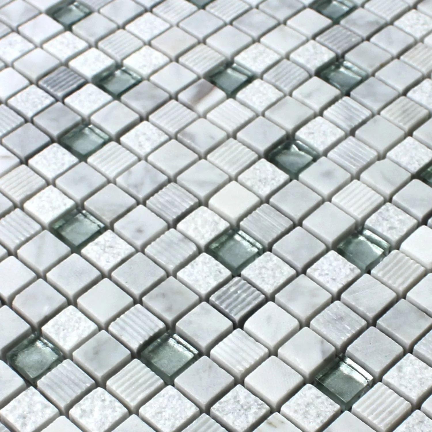 Mosaic Tiles Glass Natural Stone Yukon White