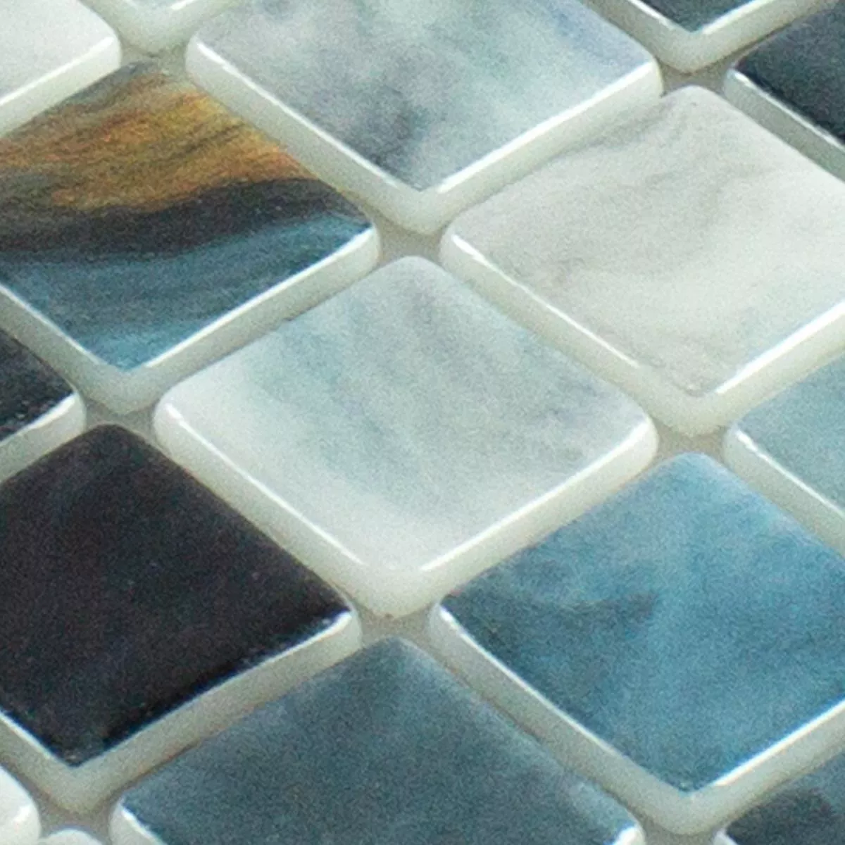 Prov Glas Swimmingpool Mosaik Baltic Blå Grå