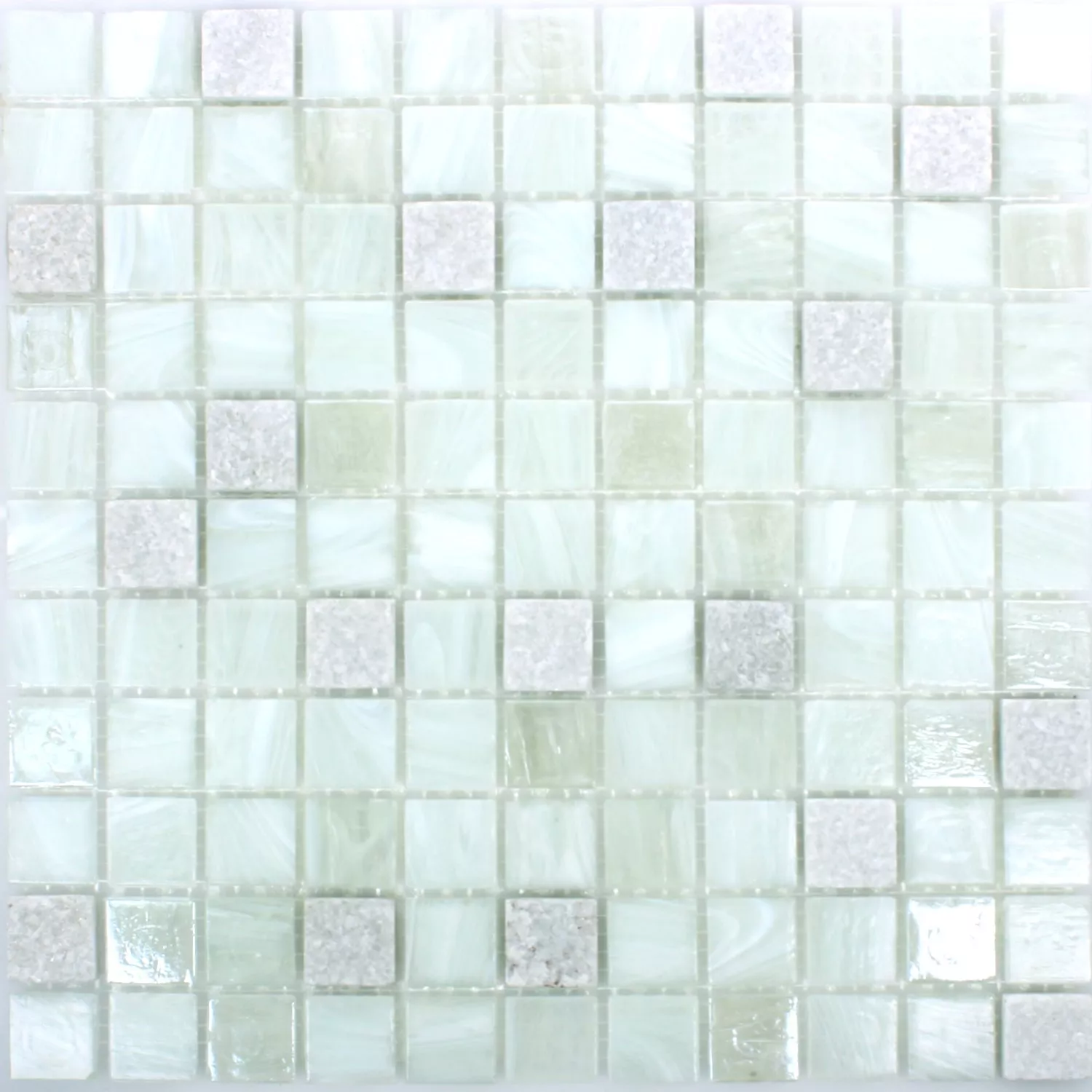 Glass Natural Stone Mosaic Daily Rush White Cream