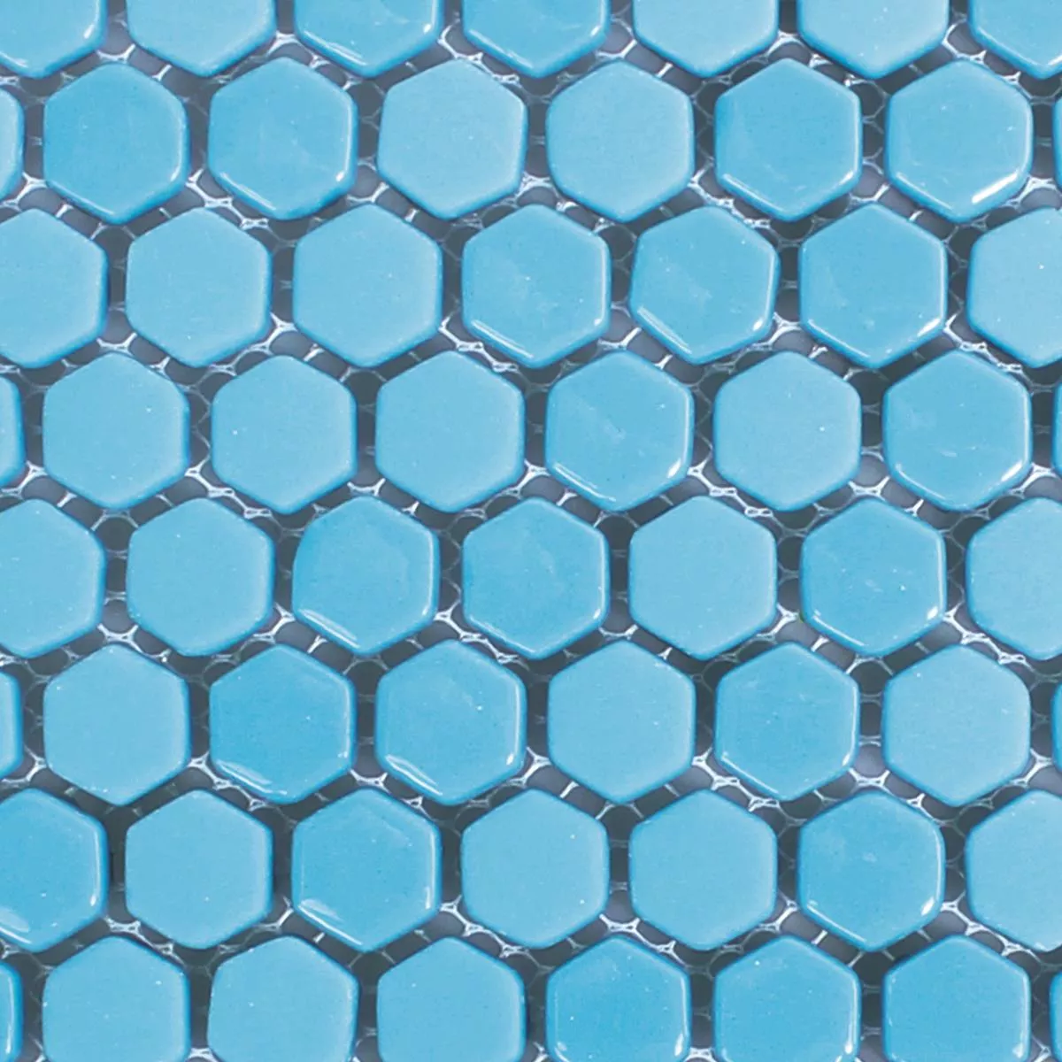 Sample Glass Mosaic Tiles Brockway Hexagon Eco Blue