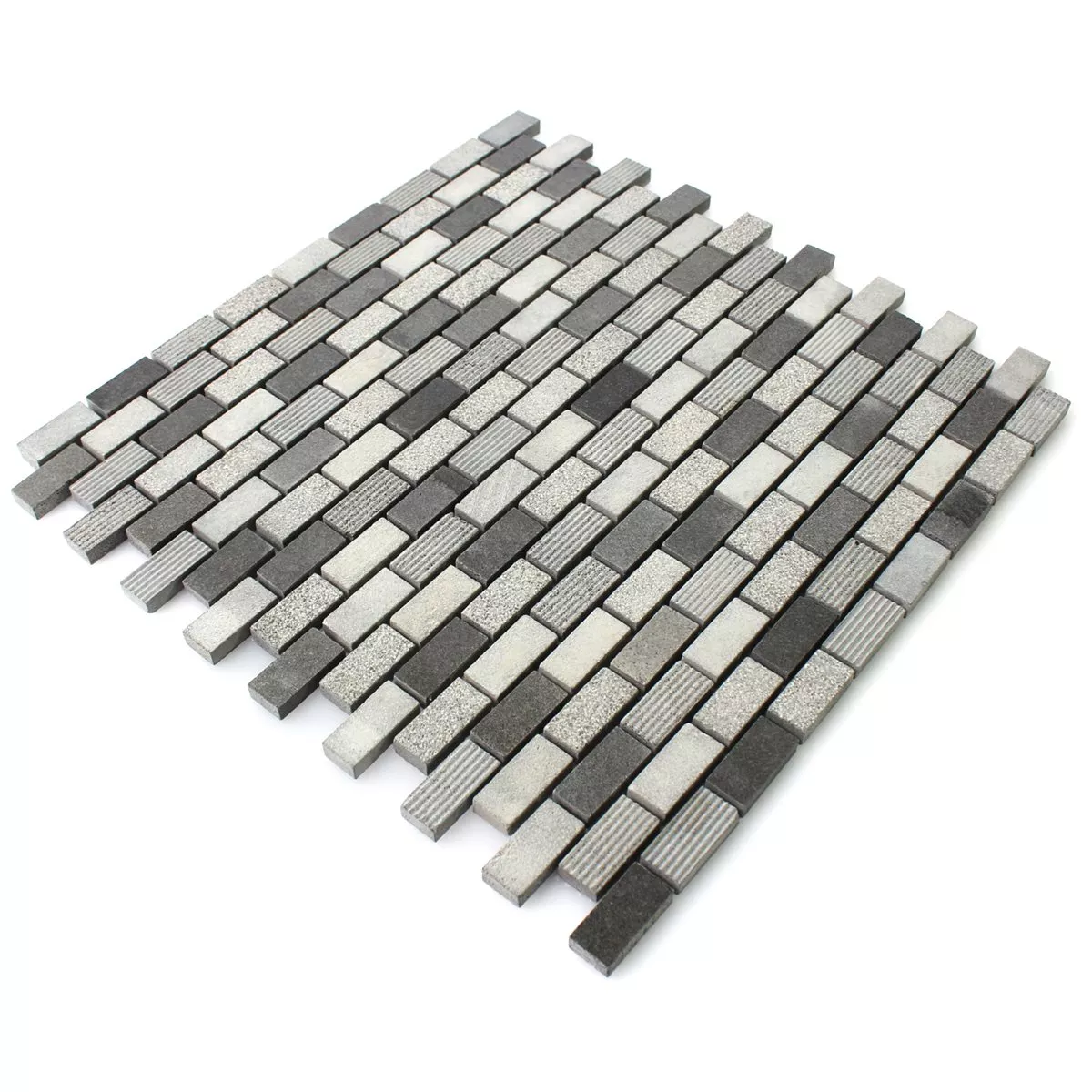 Mosaic Tiles Natural Stone Notte Anthracite 15x30x8mm