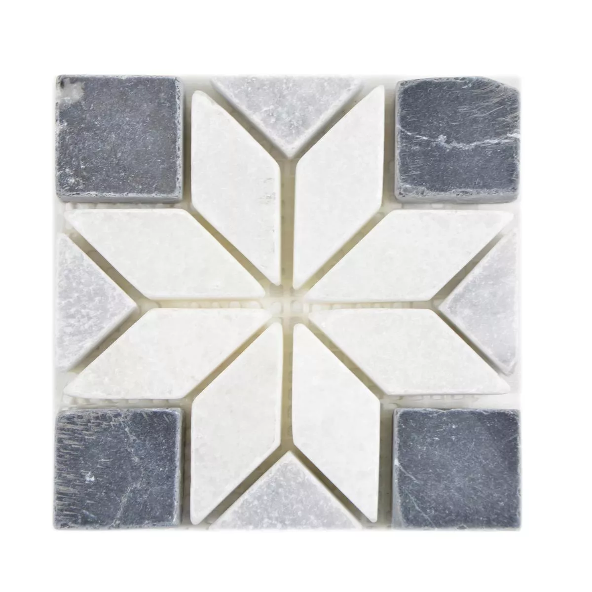 Natuursteen Rosone Carolina Zwart Wit Grijs 10x10cm Natuursteen Rosone Carolina Zwart Wit Grijs 10x10cm