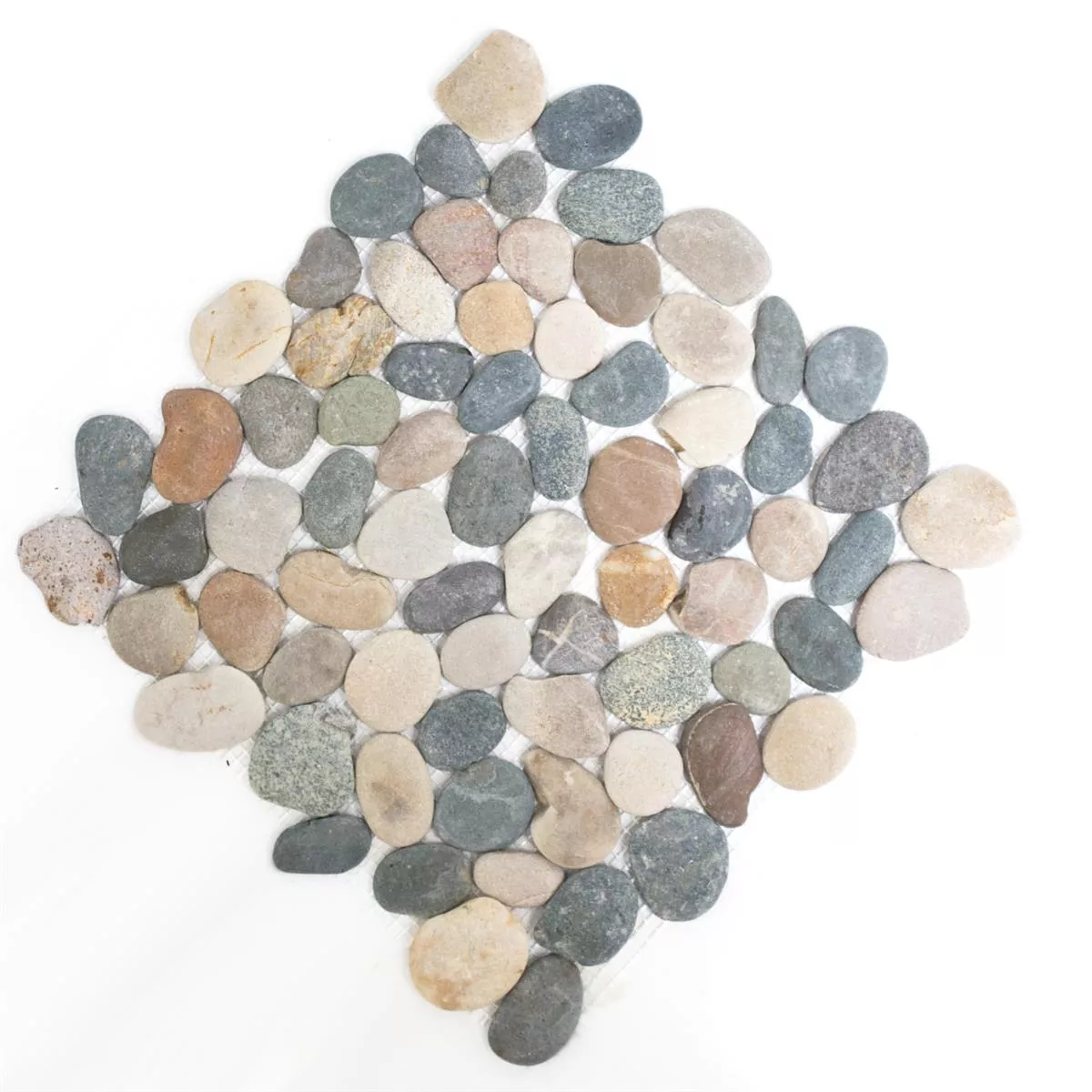 Seixos de Rio Mosaico De Pedra Natural Azulejos Doha Bege Cinza Preto