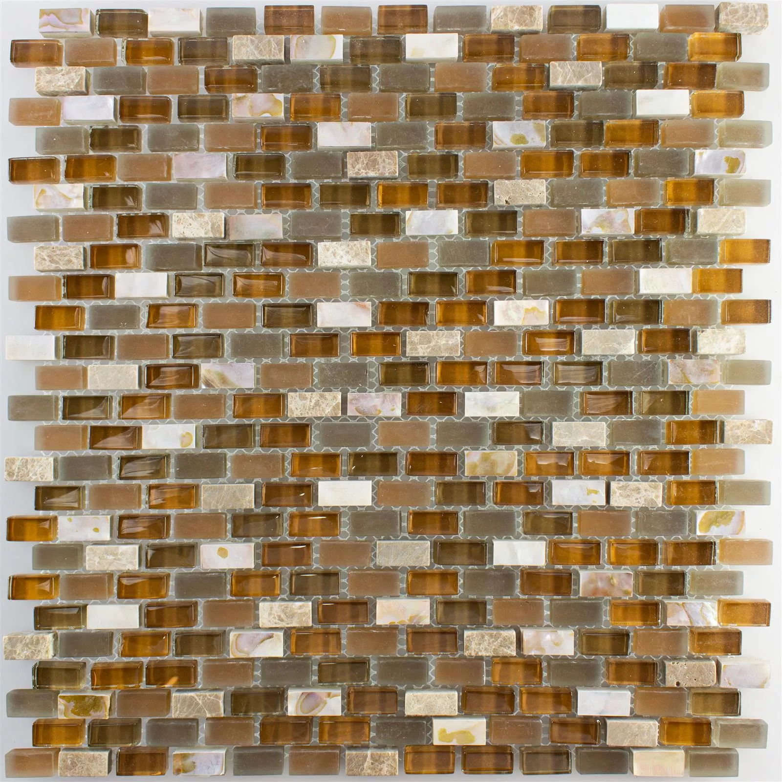 Sample Glass Natural Stone Nacre Mosaic Tile Admiral Brown