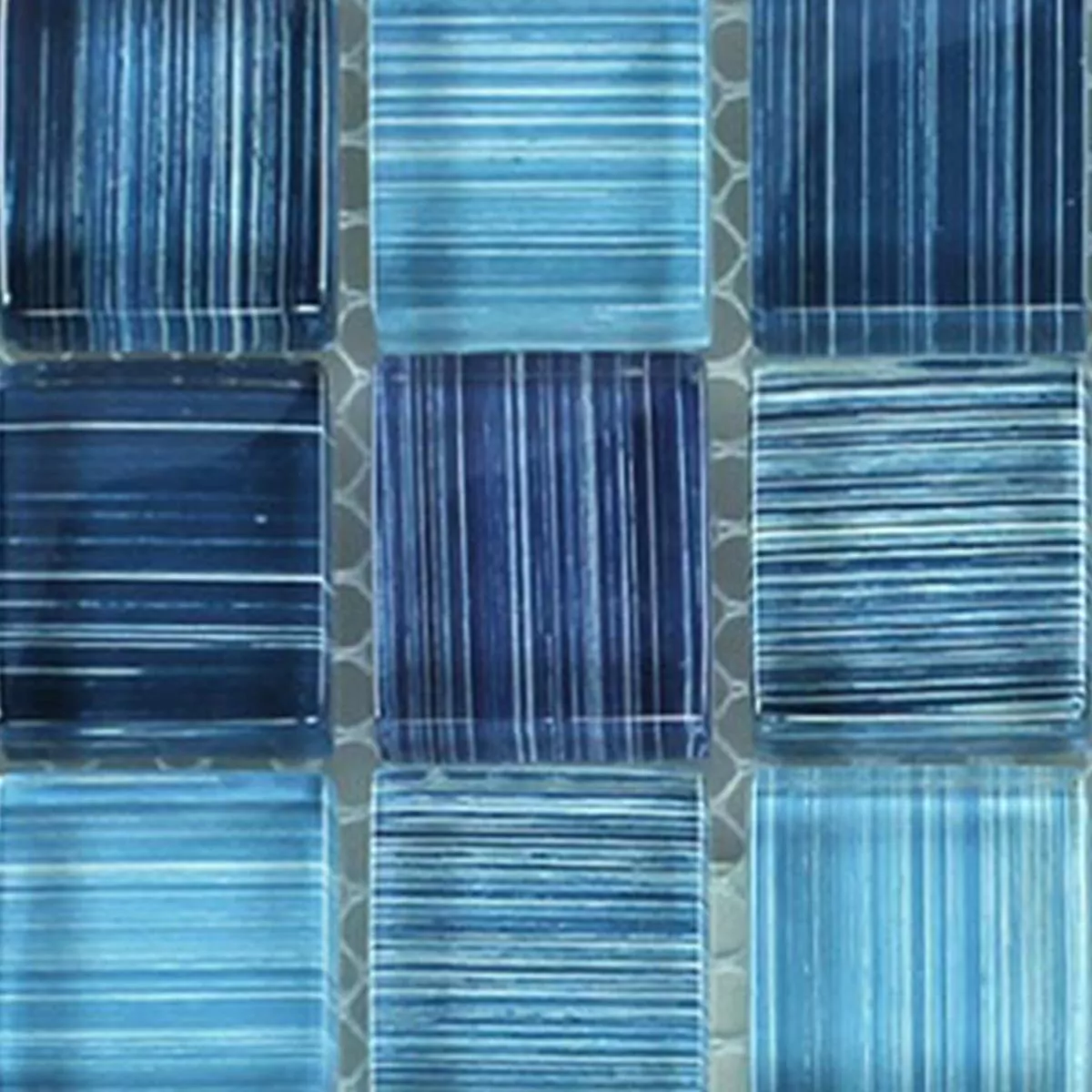 Muster von Glasmosaik Fliesen Blau Gestreift