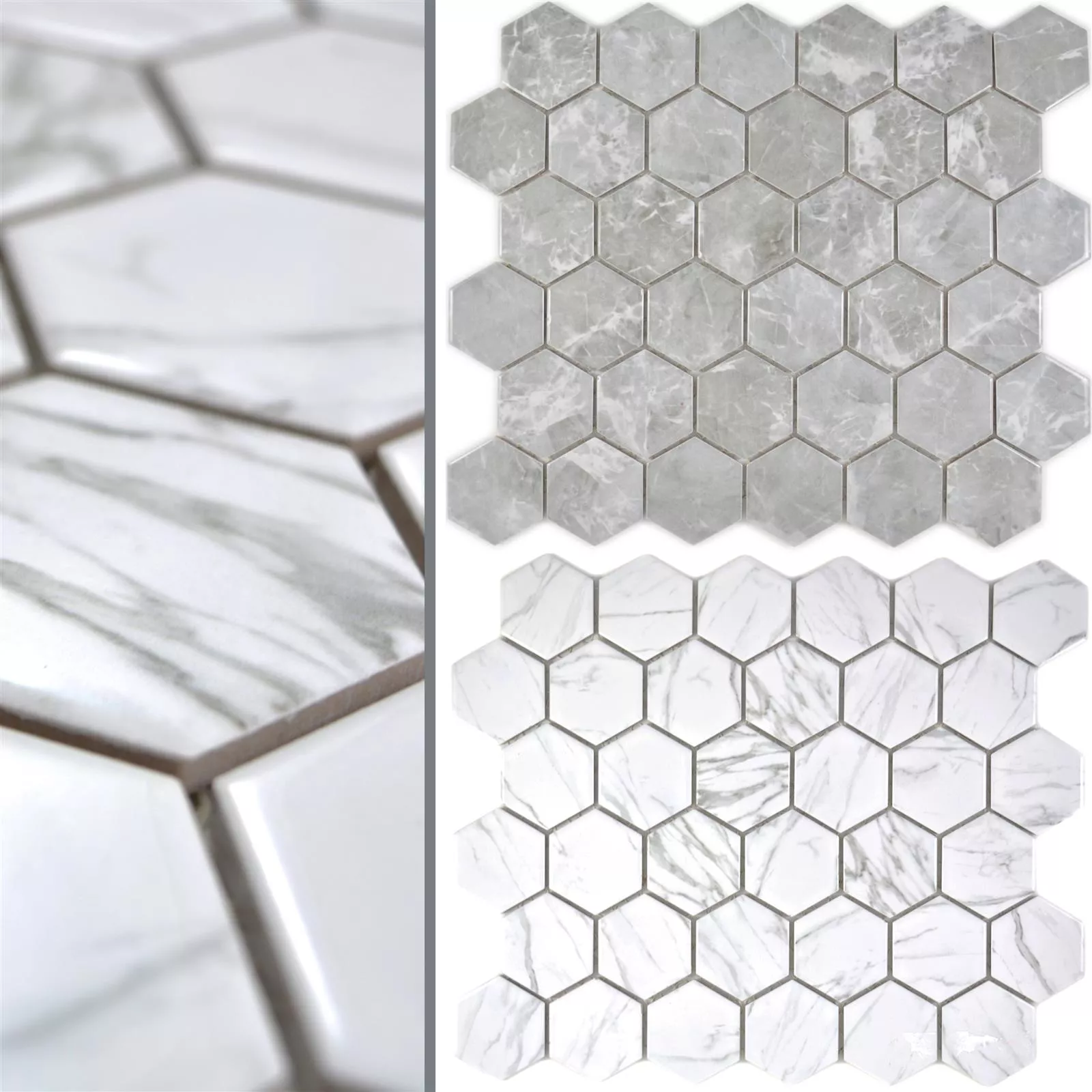 Sample Ceramic Mosaic Mozart Hexagon Marbled Glossy