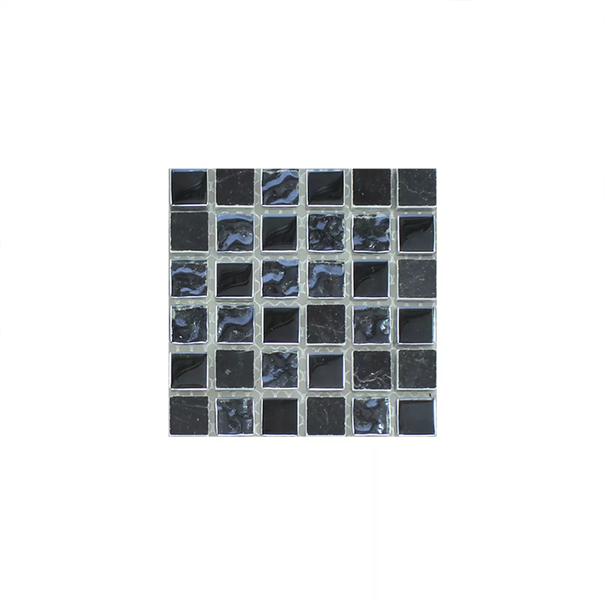 Model din Plăci De Mozaic Sticlă Marmură Piatră Naturală Negru Canelată