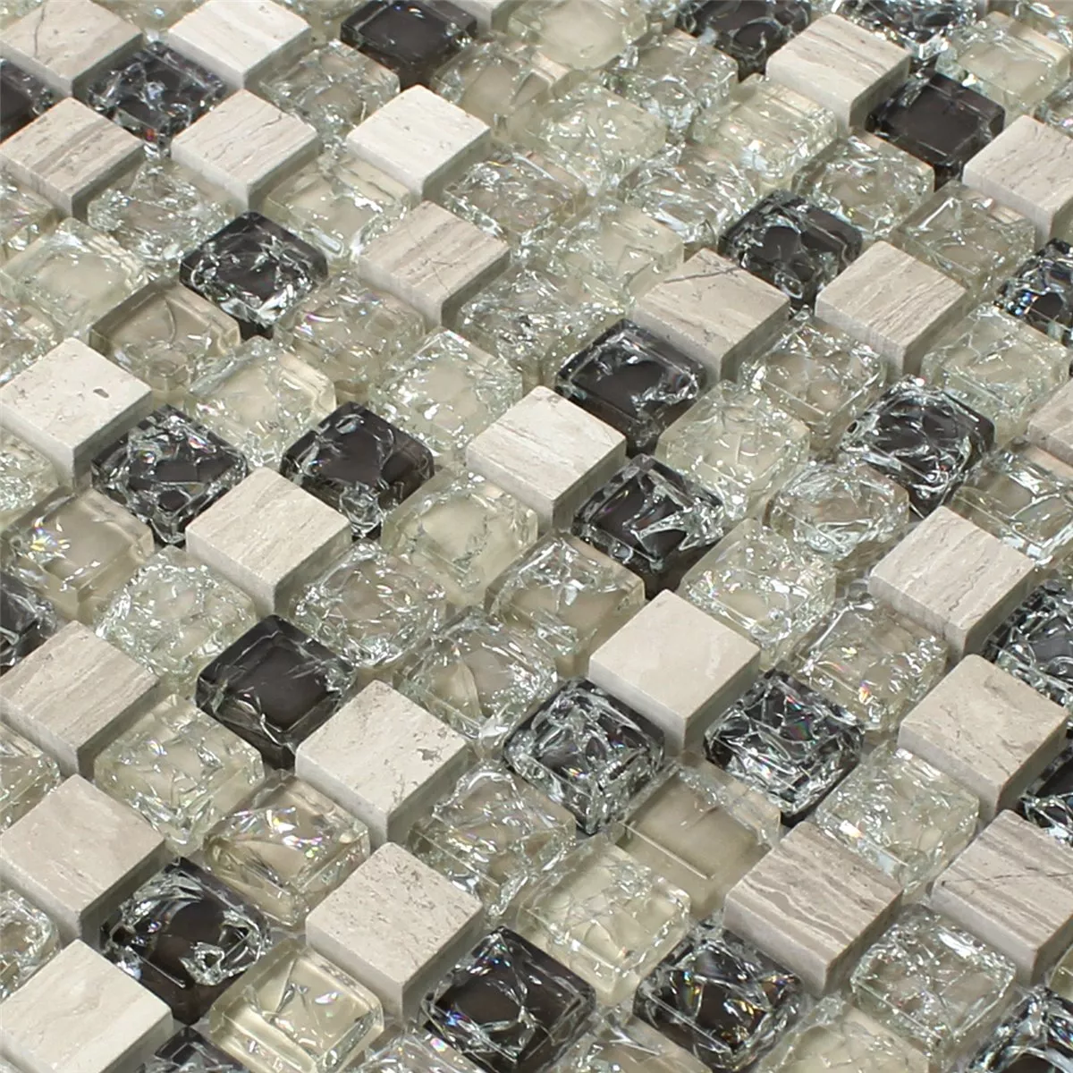 Mosaic Tiles Glass Natural Stone Broken Green Grey