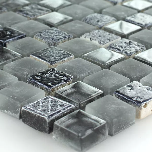 Mosaikkfliser Escimo Glass Naturstein Mix Grey Black
