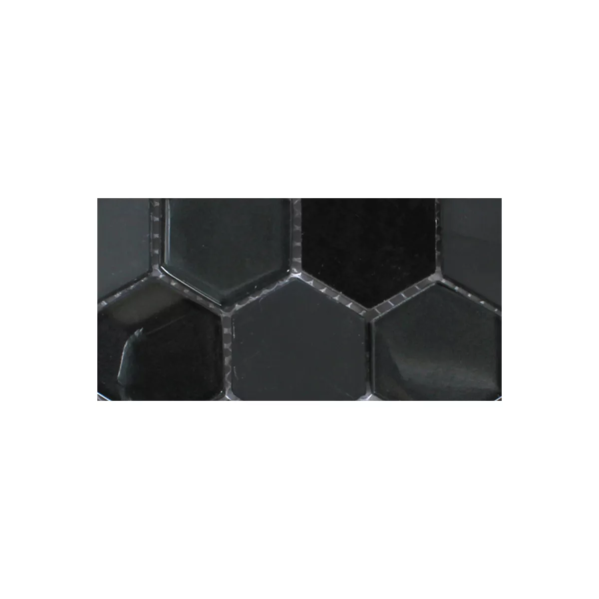 Muestra Azulejos De Mosaico Cristal Piedra Natural Hexagonales Negro 3D