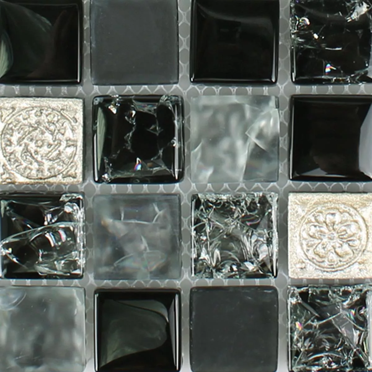 Mønster fra Glass Harpiks Mosaikkfliser Bogardus Svart Mix