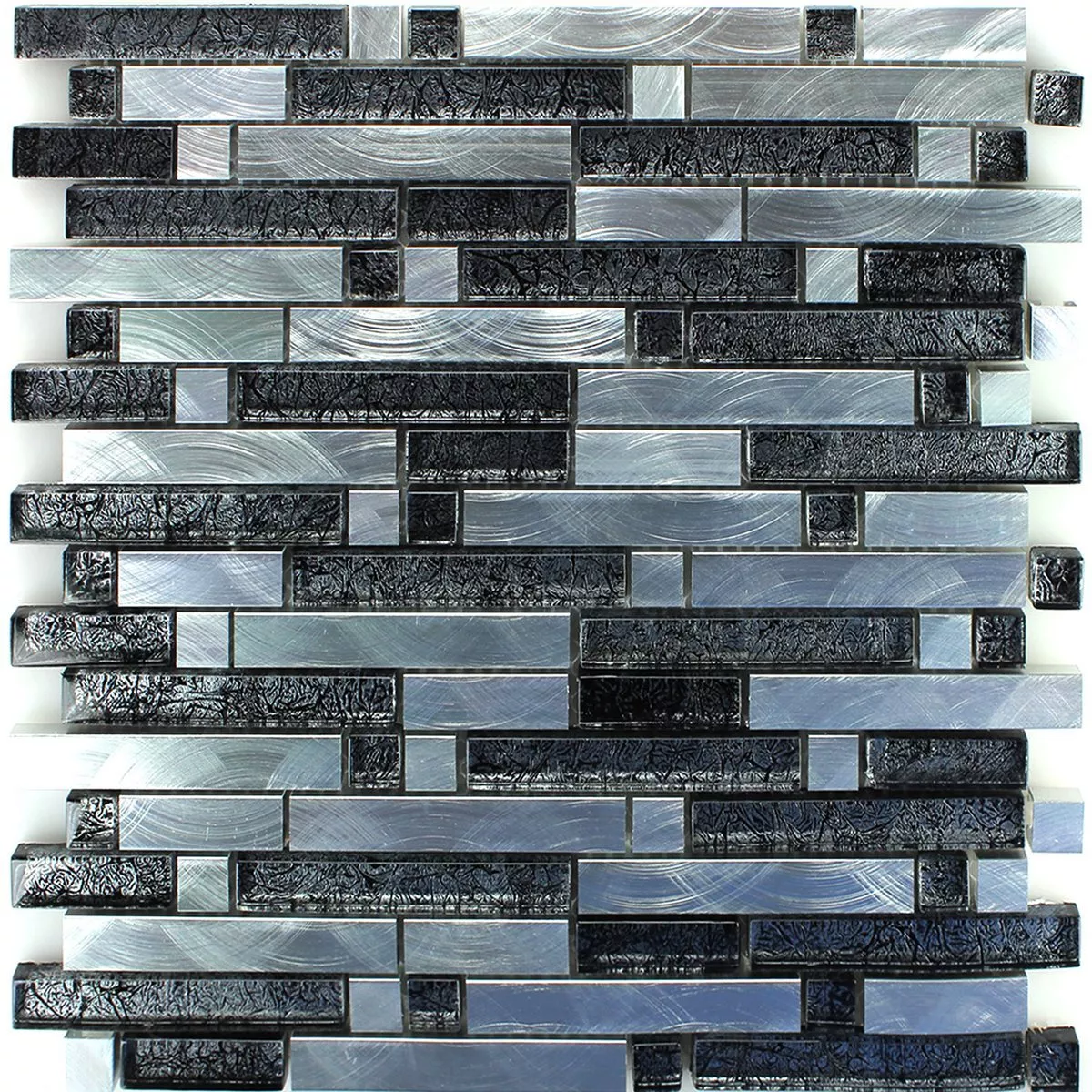 Próbka Mozaika Szkło Aluminium Pattern Czarny Srebrny