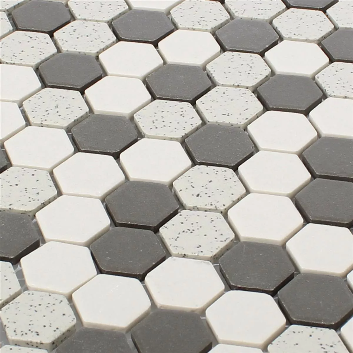 Prov Keramik Mosaik Monforte Hexagon Svart Grå