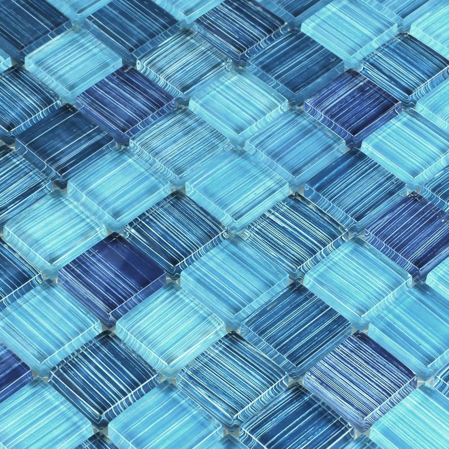 Mosaic Tiles Glass Blue Striped