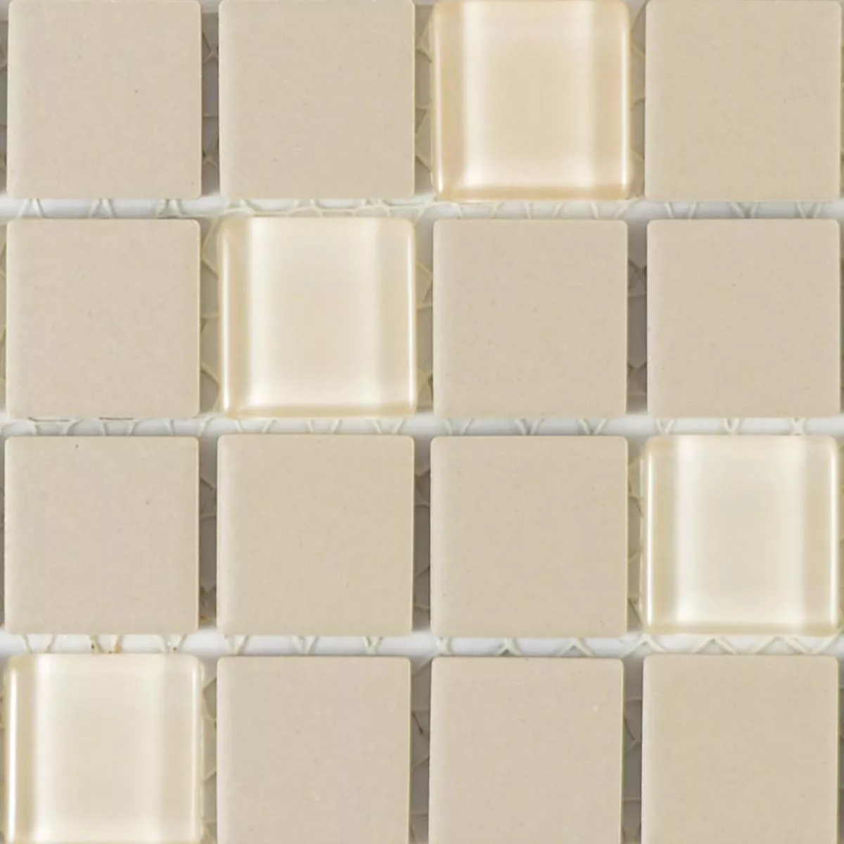 Muster von Mosaikfliesen Unglasiert Garden Hellbeige Quadrat