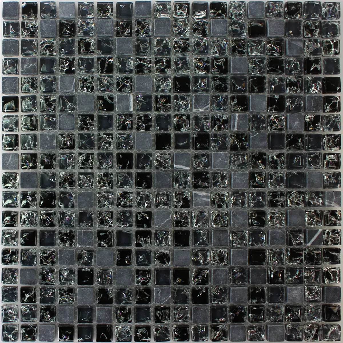 Mozaik Pločice Staklo Prirodni Kamen Stakleni Krš Crna
