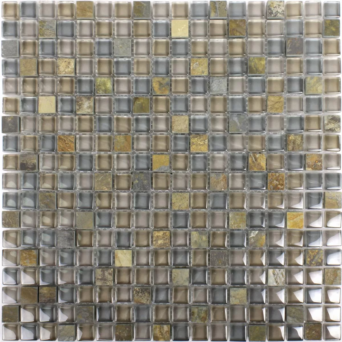 Muster von Mosaikfliesen Marmor Java Glasmix Apollo Braun 