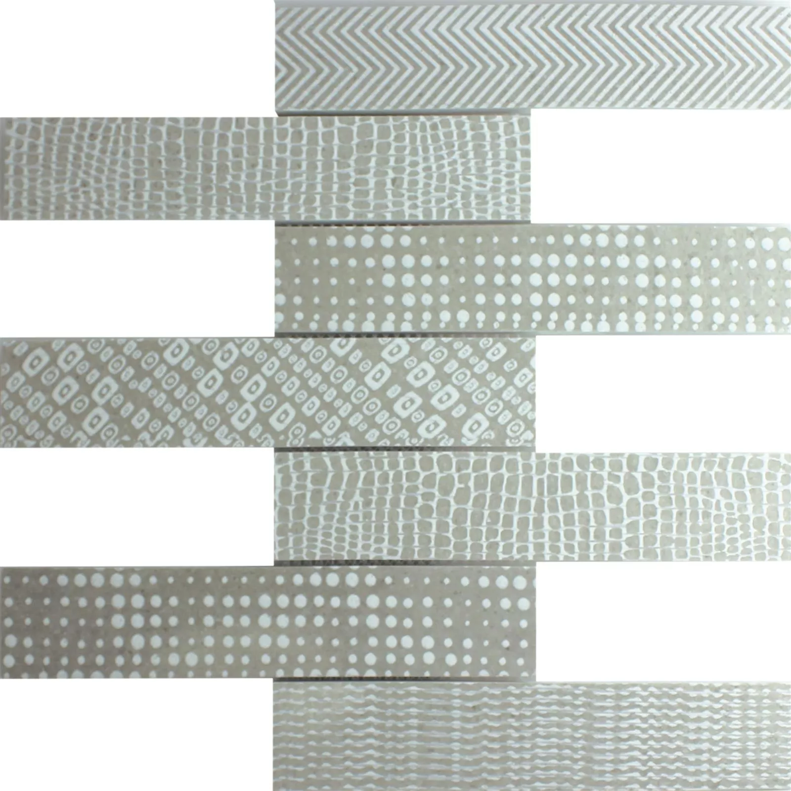 Sample Marble Natural Stone Stripe Mosaic Tiles Grover Grey