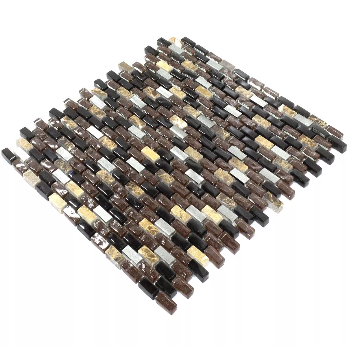 Glass Marble Aluminium Mosaic Tiles Patterson Brown Mix