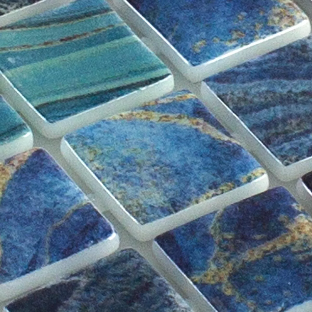 Próbka Mozaika szklana na basen Baltic Niebieski Turkusowy