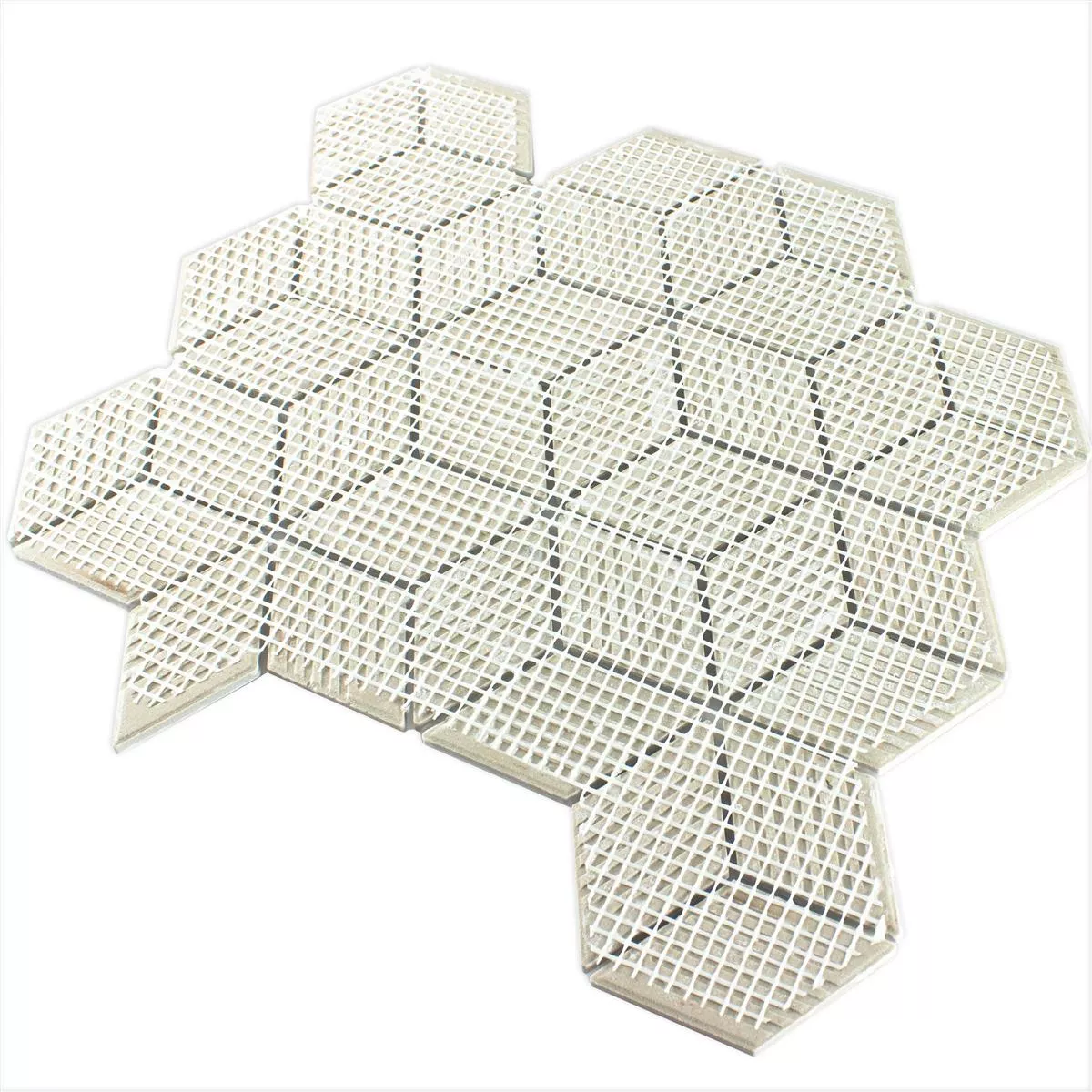 Padrão de Cerâmica Azulejo Mosaico Cavalier 3D Dados Fosco Branco