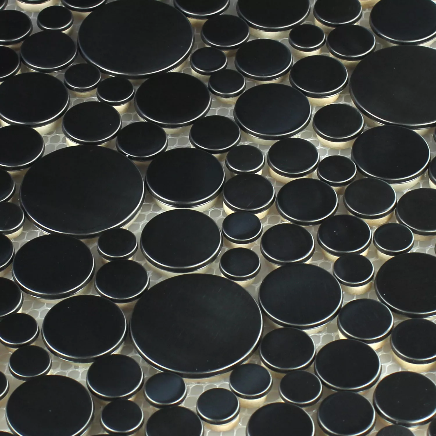 Uzorak Mozaik Pločice Čelik Metal Riječni Oblutak Design Black