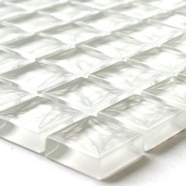Mosaic Tiles Glass Uni 23x23x8mm Super White White